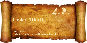 Lacko Mikolt névjegykártya